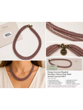 Deepa Gurnani Beaded Necklace Mauve Pink